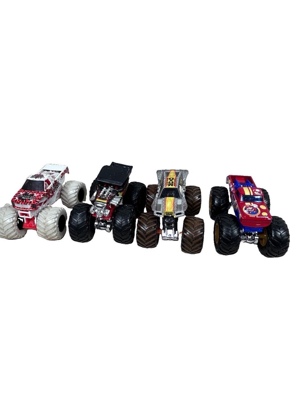 Monster Jam Lot Of 4 Diecast 1:64 Scale 2 Hot Wheels + 2 BKT Monster Trucks